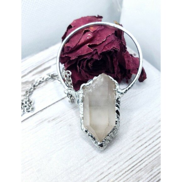 Quartz Statement Crystal Necklace Handmade Boho Jewelry - Picture 1 of 12